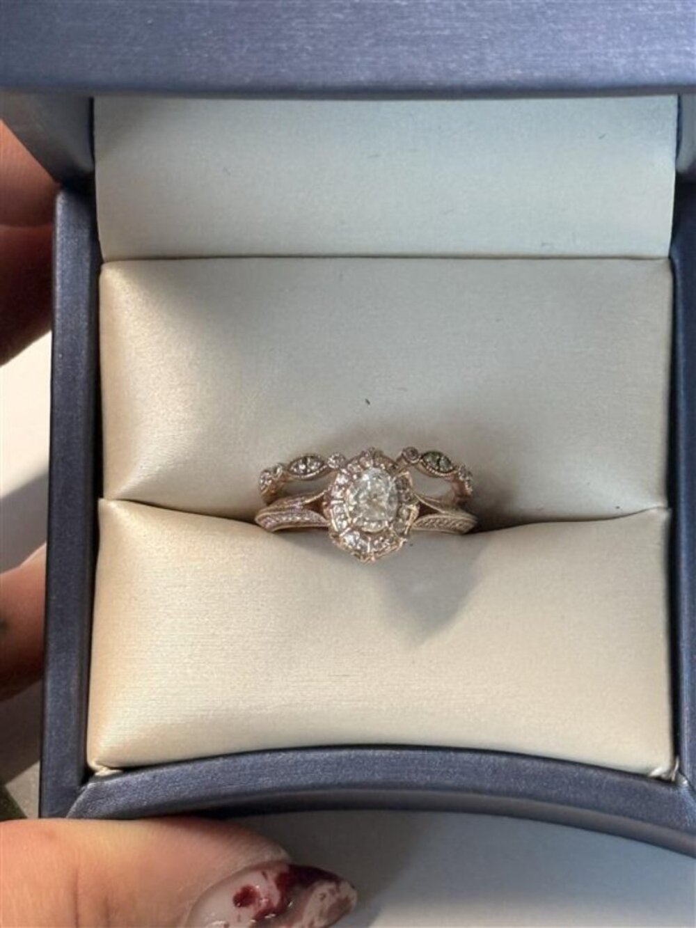 Rose Gold Wedding Set; Natural Diamonds .5 carat center stone